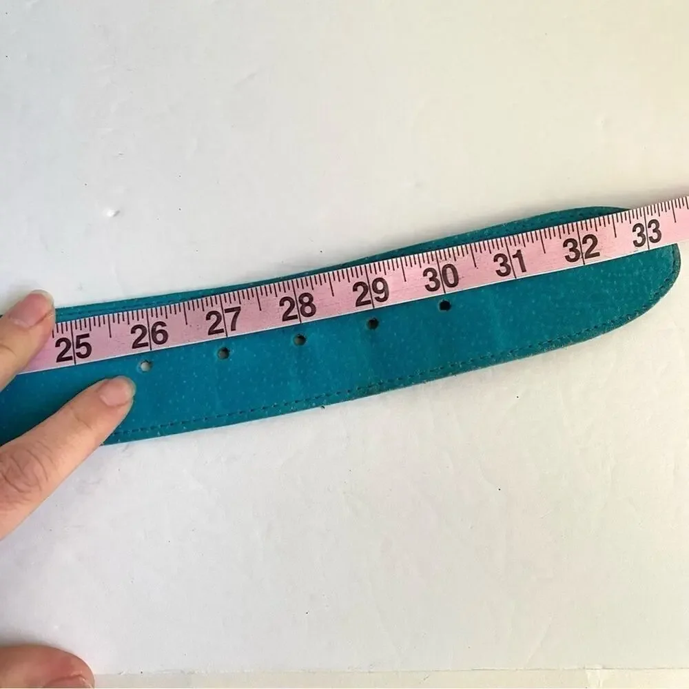 Vintage Statement Belt Jaeger Suede Turquoise Wide Leather Womens 28 XS‎ Small